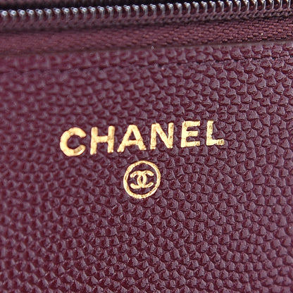 Chanel Caviar Quilted Wallet on Chain WOC Burgundy 6 of 10
