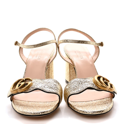Gucci Galassia GG Marmont Ankle Wrap 75mm Sandals 35 Platino 3 of 9