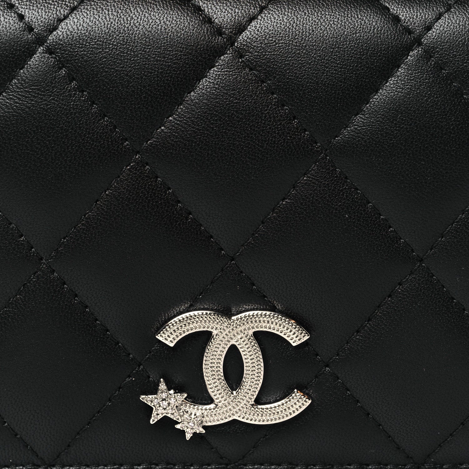 Chanel Lambskin Quilted Crystal Star CC Compact Bifold Wallet Black 9 of 9
