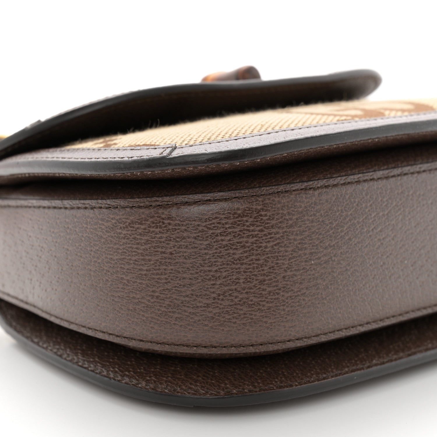 Gucci Monogram Jumbo GG Textured Dollar Calfskin Web Small Bamboo 1947 Top Handle Bag Camel Ebony New Acero 9 of 10