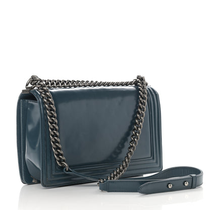 Chanel Glazed Calfskin New Medium Boy Flap Blue 3 of 21