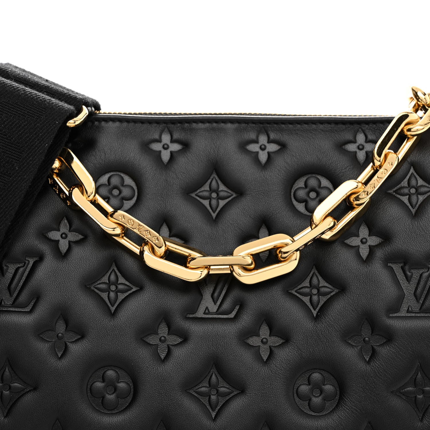 Louis Vuitton Lambskin Embossed Monogram Coussin PM Black 7 of 10