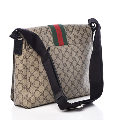 Gucci GG Supreme Monogram Web Flap Messenger Bag Black 3 of 7