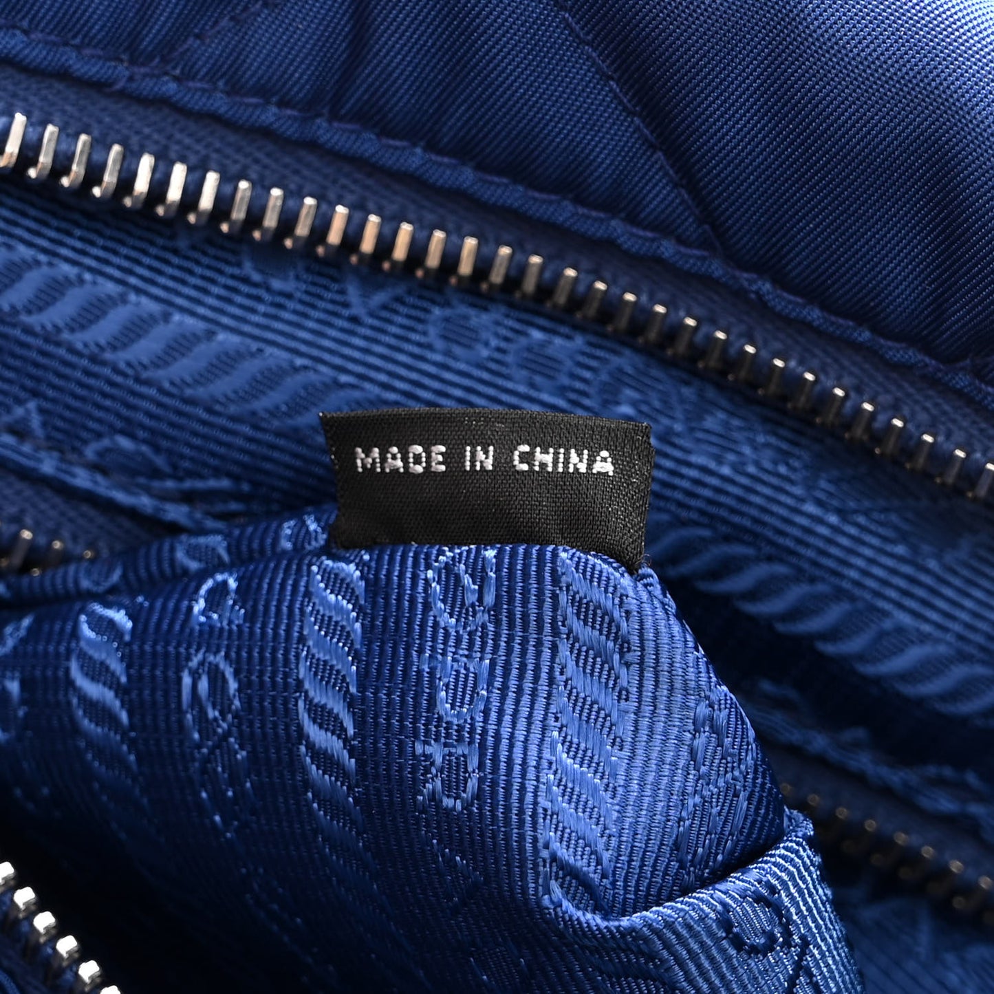 Nylon Tessuto Impuntu Quilted Shoulder Bag Bluette