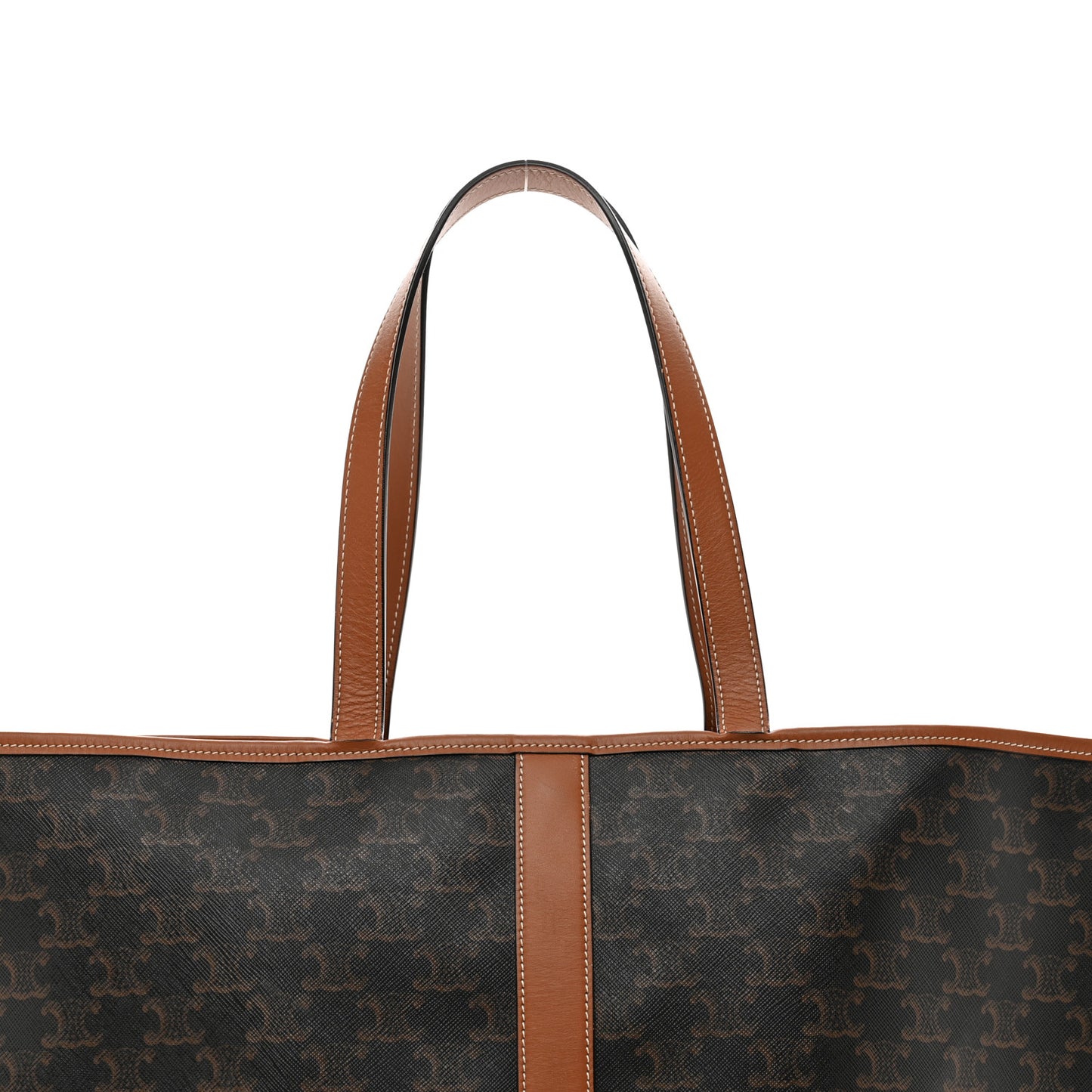 Triomphe Canvas Calfskin Medium Cabas Bag Tan