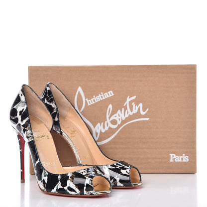 Christian Louboutin Patent Carrare Specchio Demi You 100 Pumps 36 Black White 8 of 8