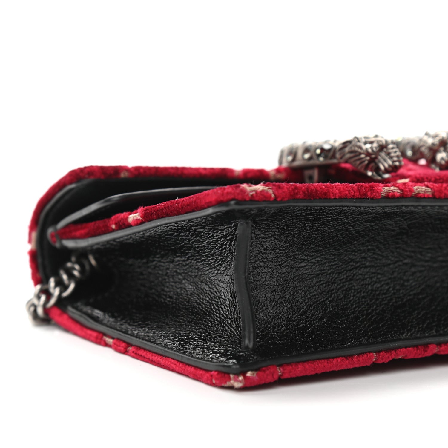 Gucci Velvet GG Monogram Super Mini Dionysus Shoulder Bag Red Cipria Black 8 of 11