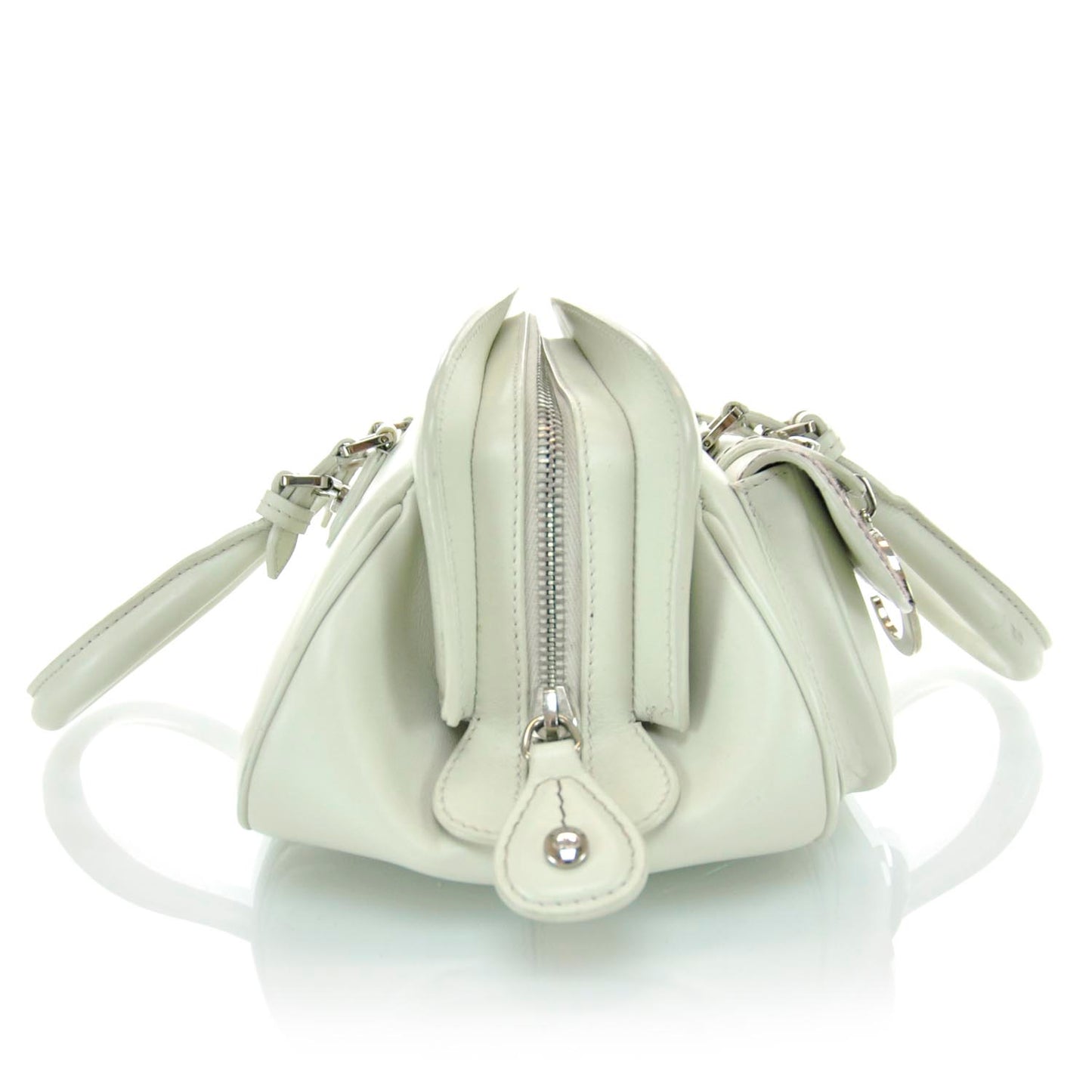 Leather Medium Detective Satchel White
