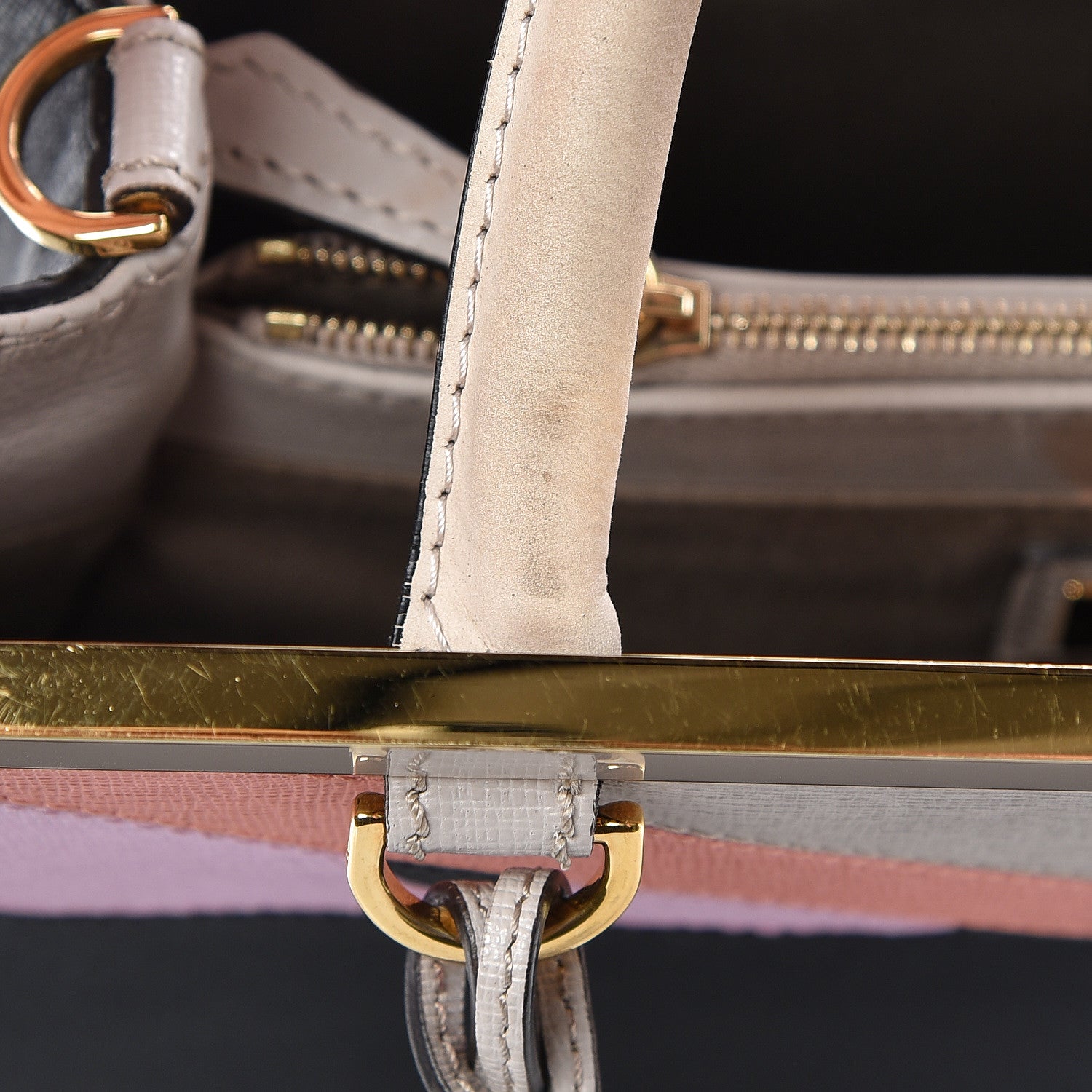 Fendi Vitello Elite Monster Petite 2Jours Tote Multicolor Black Grigio Polvere Multicolor 10 of 15