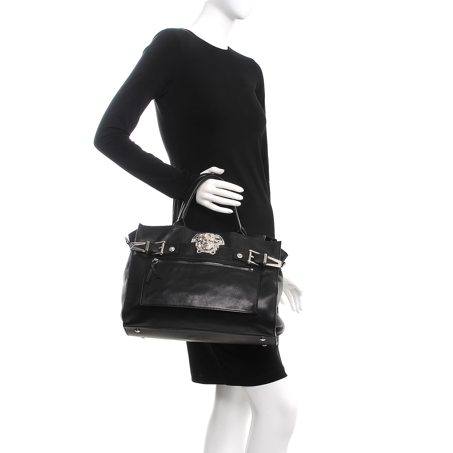 Versace Calfskin Large Palazzo Empire Bag Black 2 of 8