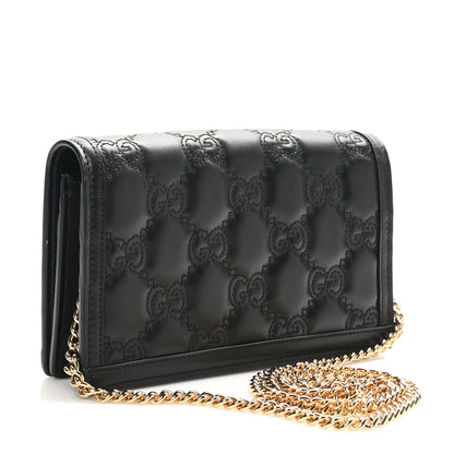 Gucci Calfskin GG Matelasse Chain Wallet Black 3 of 10