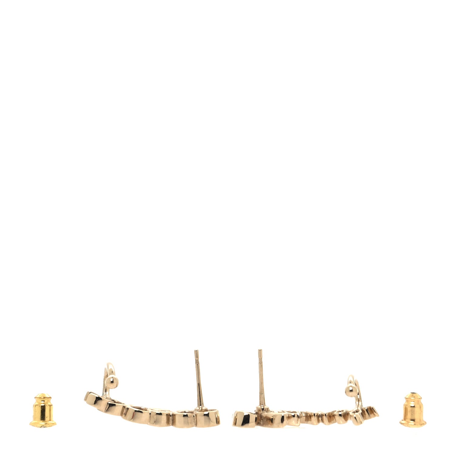 Chanel Metal Crystal Coco Script CC Climber Earrings Gold 3 of 4