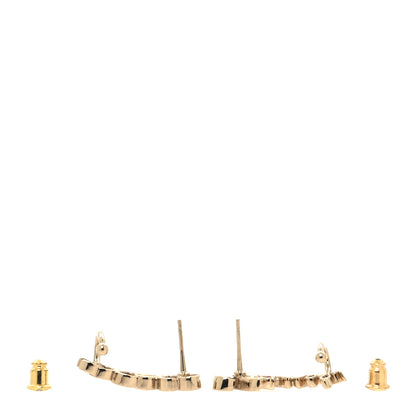 Chanel Metal Crystal Coco Script CC Climber Earrings Gold 3 of 4