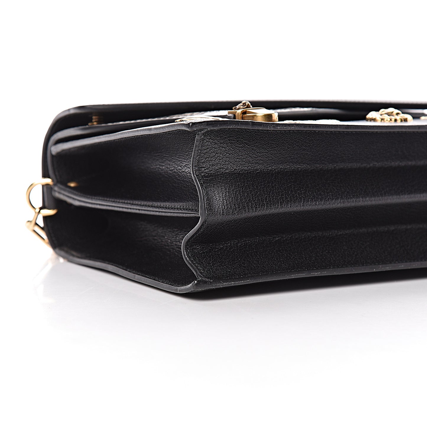 Calfskin Snakeskin Studded Medium Ottilia Top Handle Bag Black