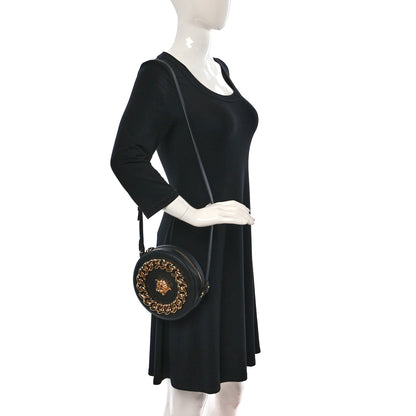 Versace Calfskin Mini La Medusa Chain Round Crossbody Bag Black 2 of 8