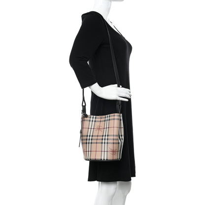 Burberry Haymarket Check Colours Small Lorne Bucket Crossbody Black 2 of 15