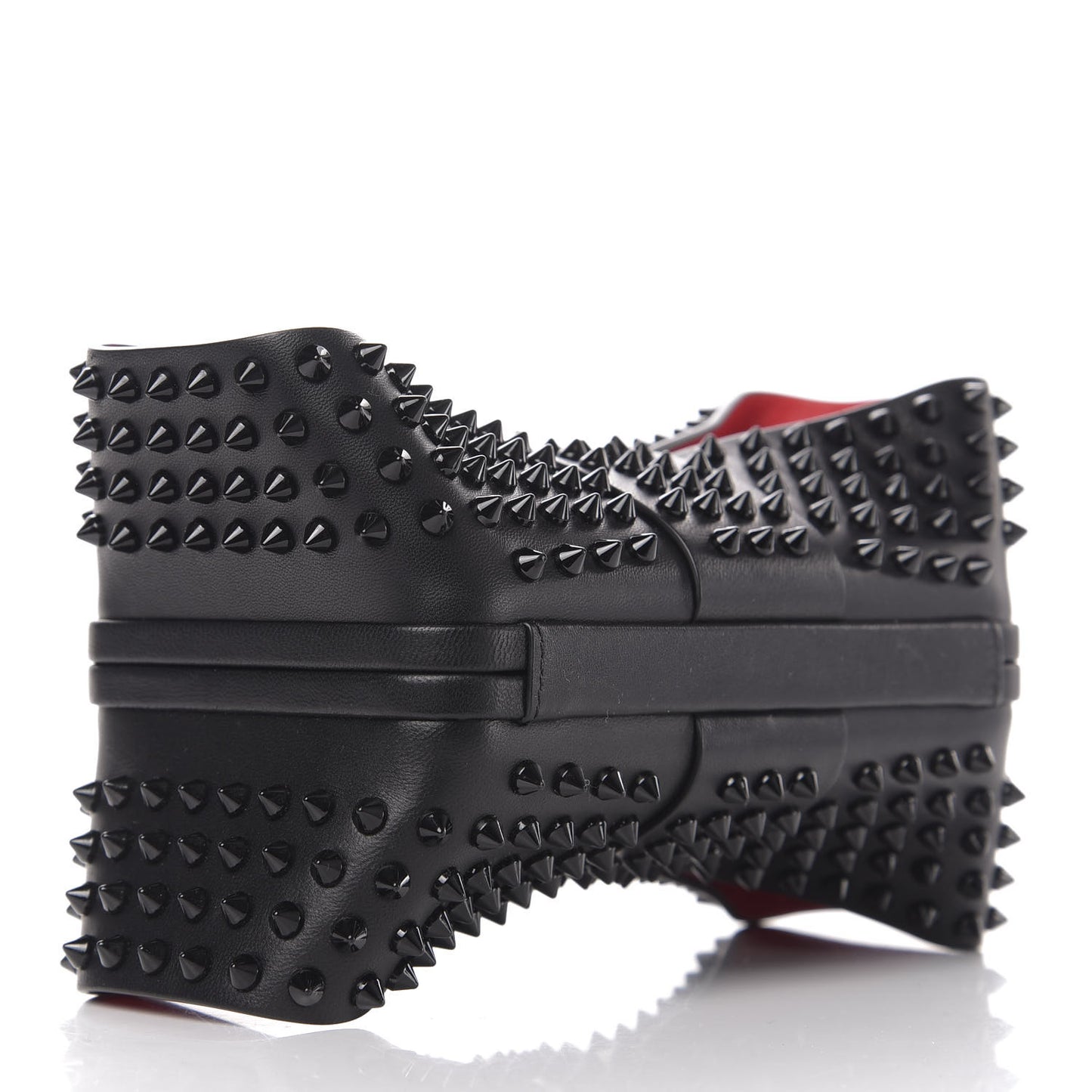 Calfskin Spikes Grandotto Clutch Black Red