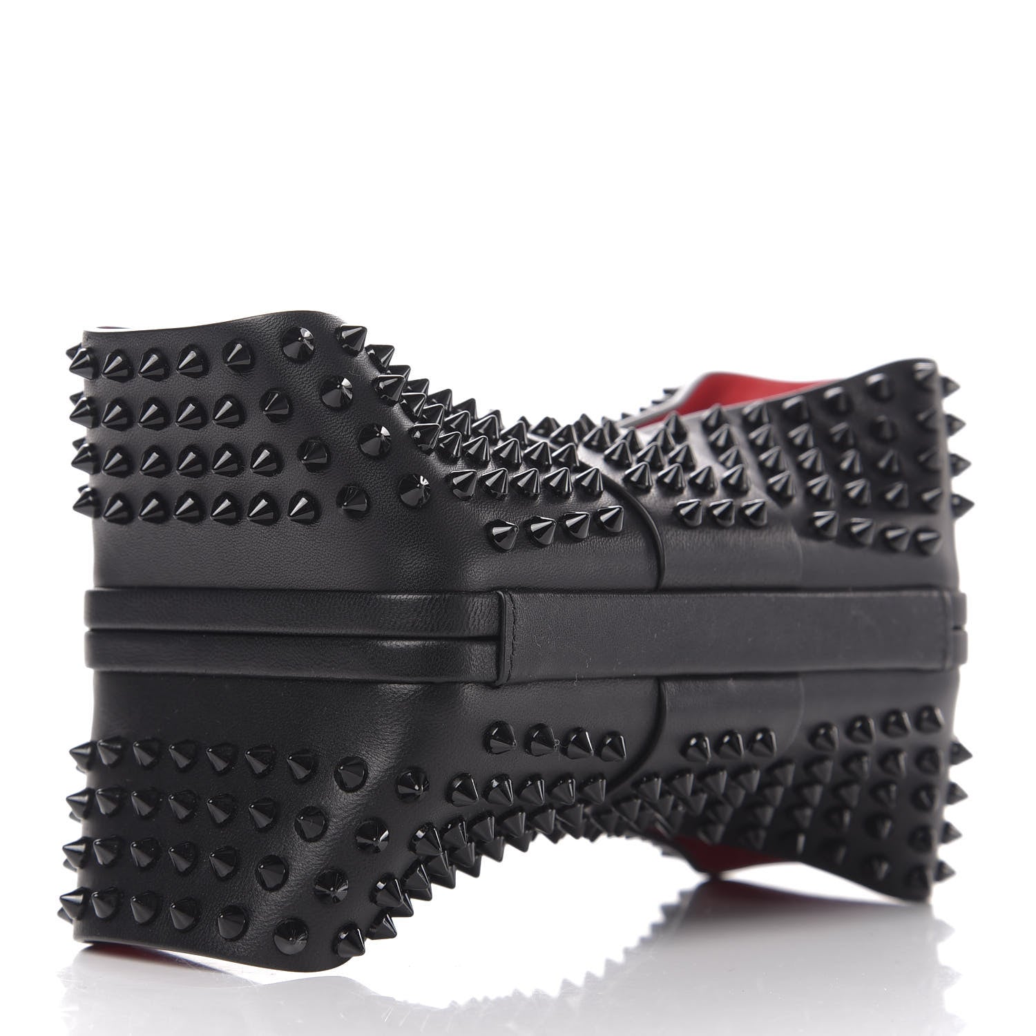 Christian Louboutin Calfskin Spikes Grandotto Clutch Black Red 4 of 6