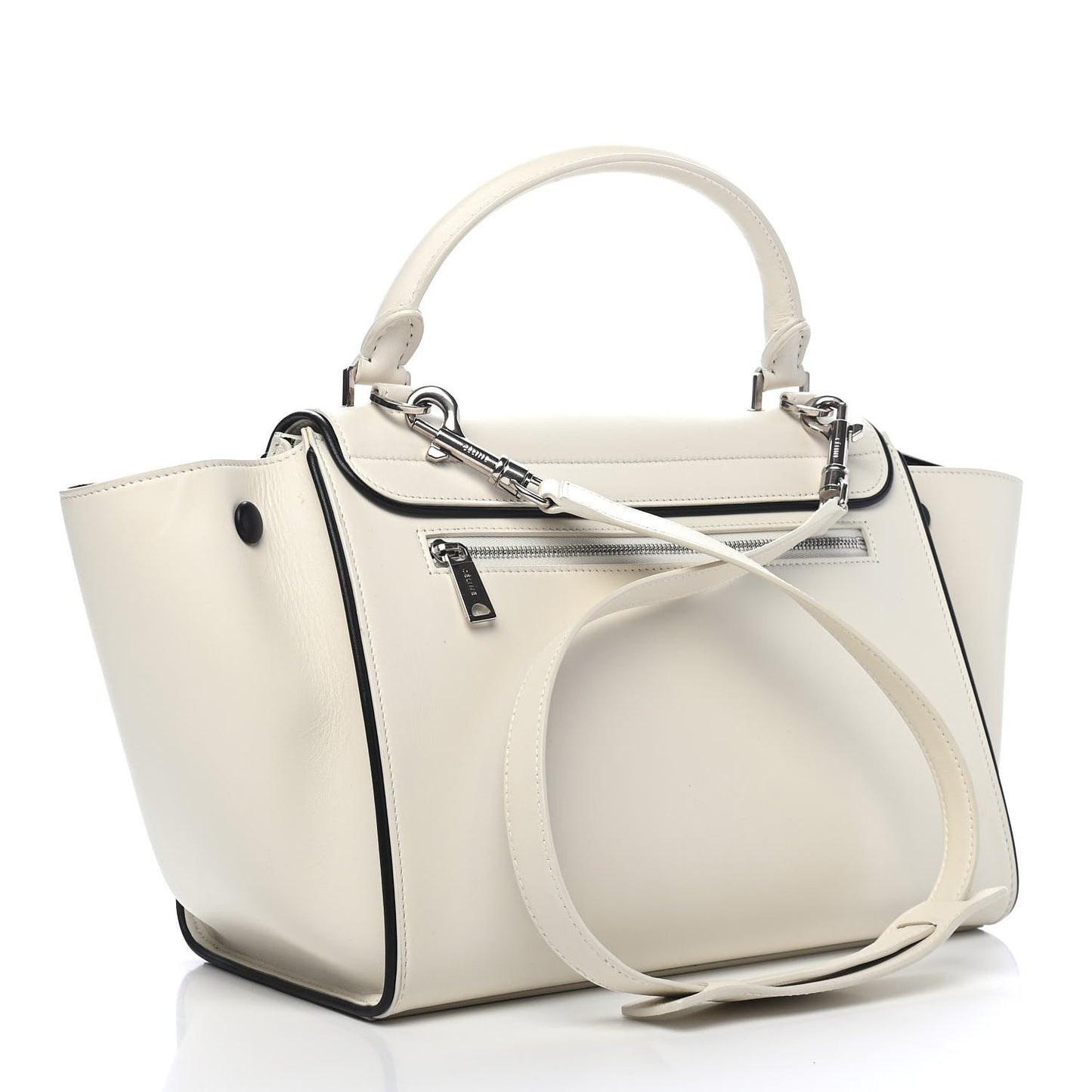Smooth Calfskin Small Trapeze White Black