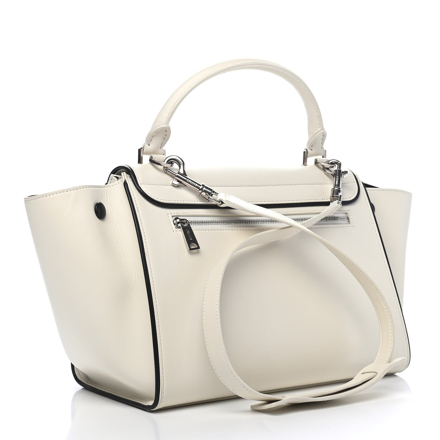 Celine Smooth Calfskin Small Trapeze White Black 3 of 8