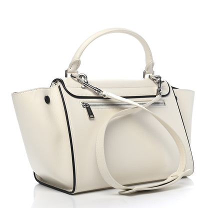 Celine Smooth Calfskin Small Trapeze White Black 3 of 8