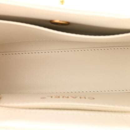 Chanel Shiny Aged Calfskin Quilted Nano Kelly Shopper White 5 of 11