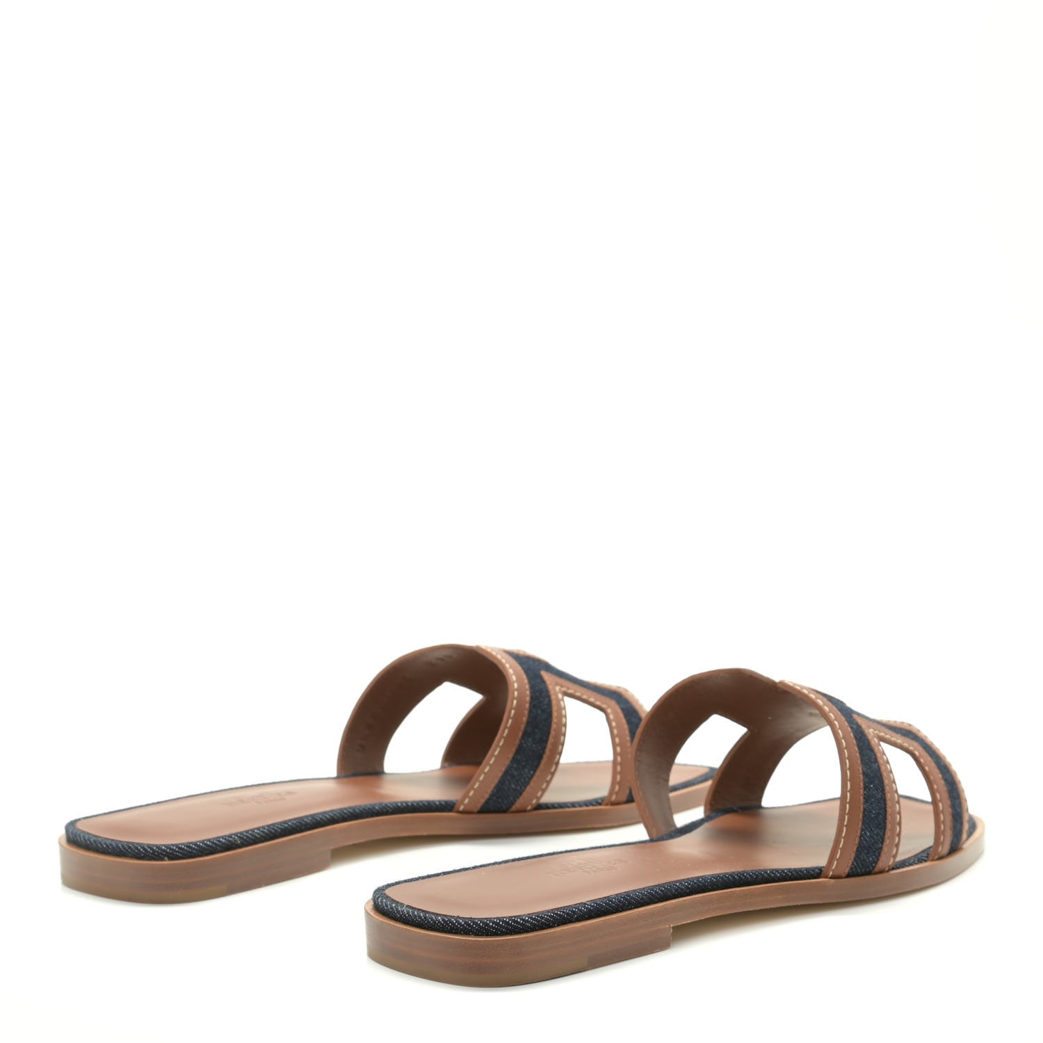 Hermes Calfskin Denim Oran Sandals 39 Bleu Brut Gold 3 of 11