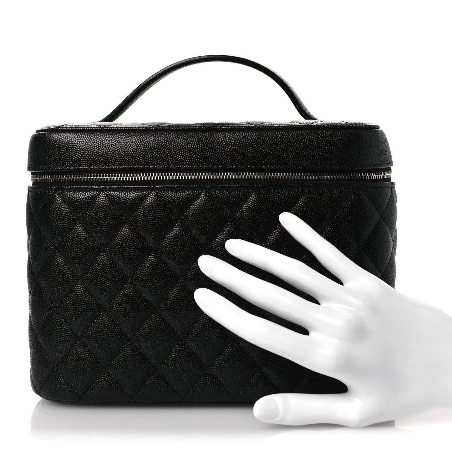 Caviar Quilted Large Vanity Pouch Black