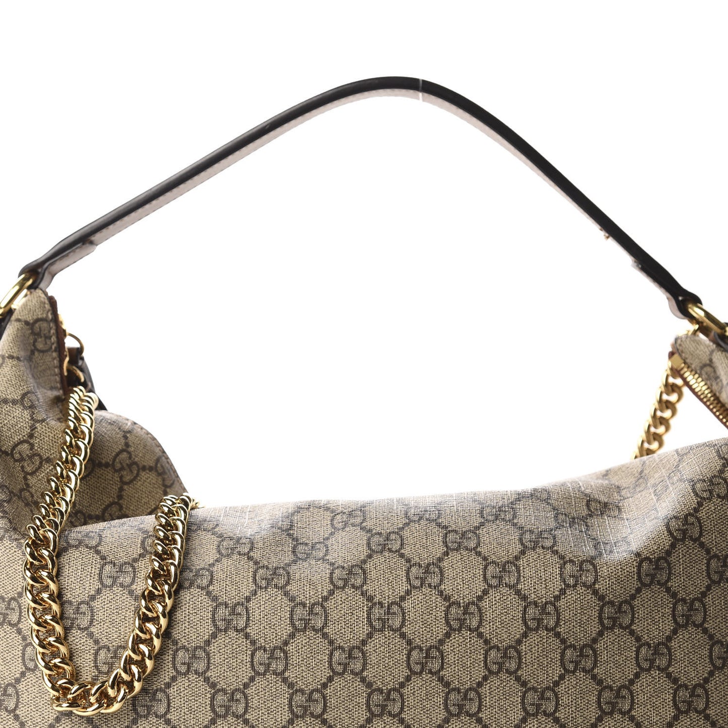 GG Supreme Monogram Large Linea A Hobo Light Brown