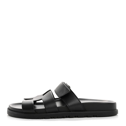Hermes Calfskin Womens Chypre Sandals 39 Black 1 of 11