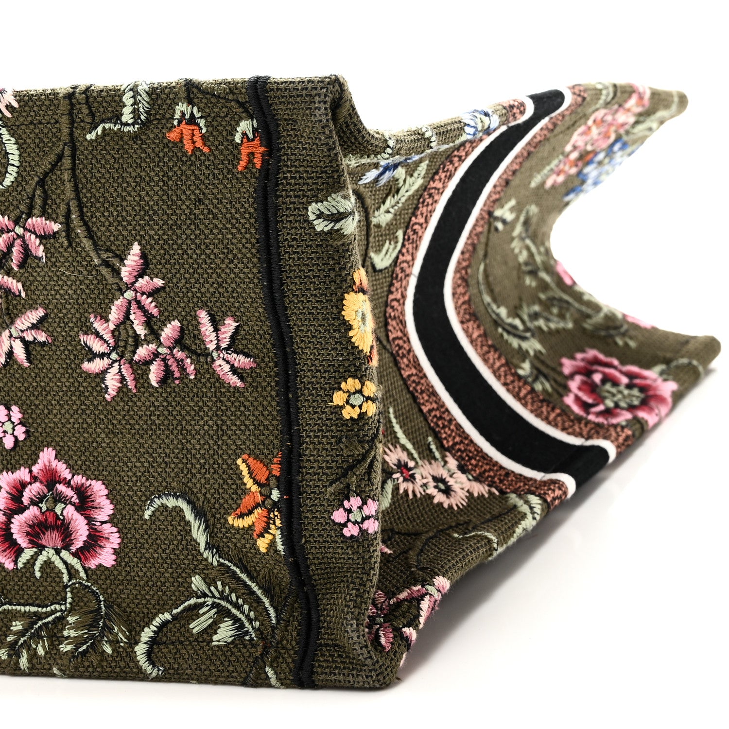 Christian Dior Canvas Embroidered Large Petites Fleurs Book Tote Green Multicolor 10 of 10