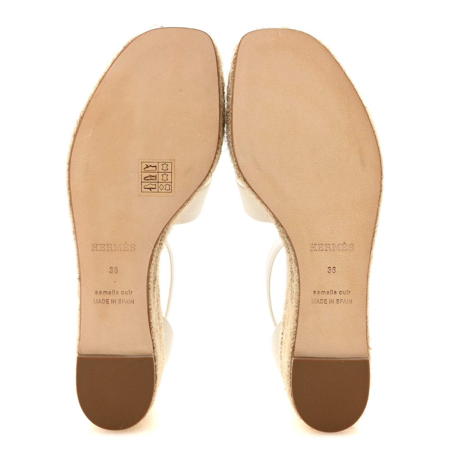 Hermes Goatskin Elda Espadrille Wedge Sandals 36 White 1921652