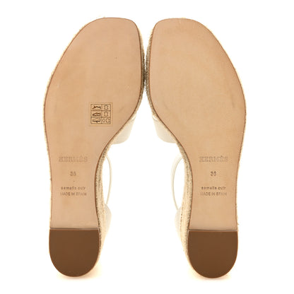 Hermes Goatskin Elda Espadrille Wedge Sandals 36 White 6 of 9