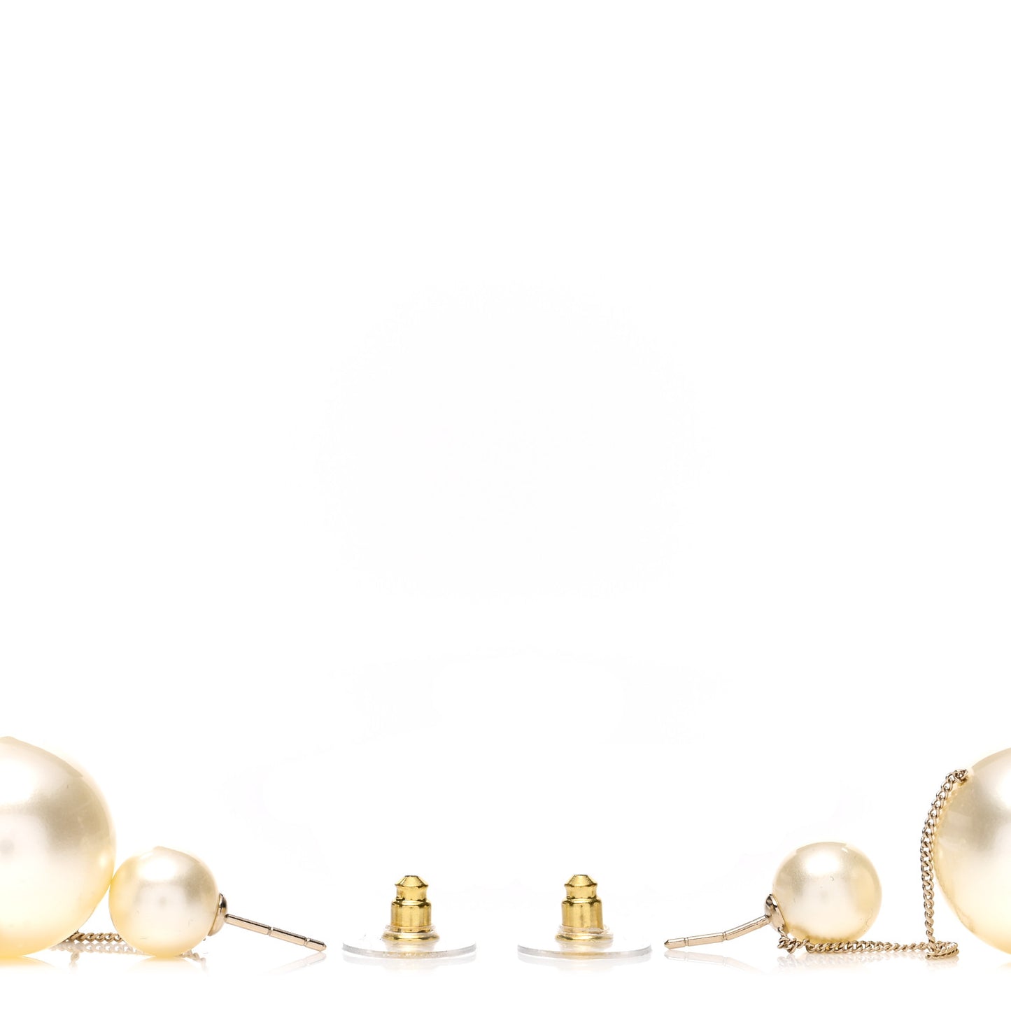 Pearl CC Chain Drop Earrings Gold