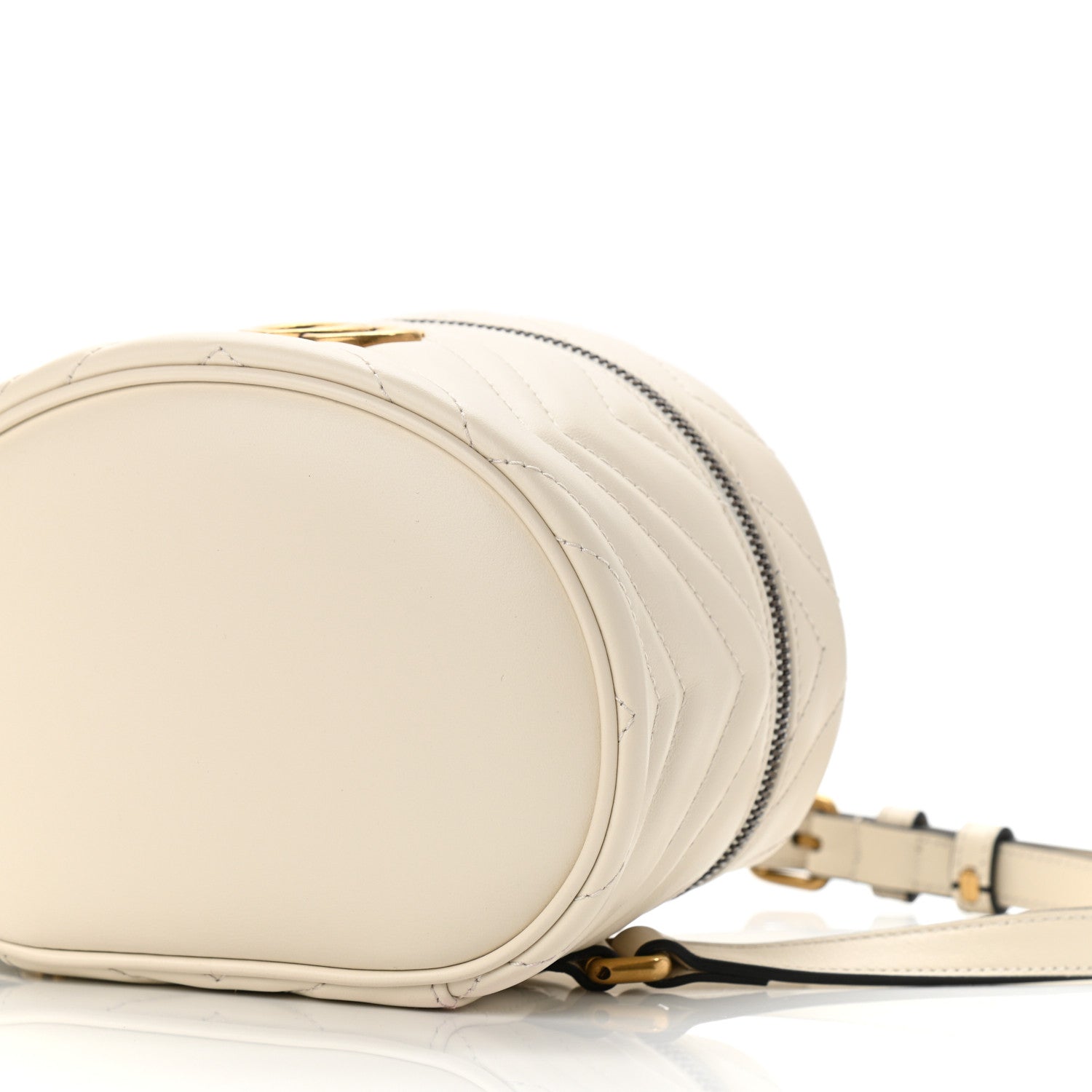 Gucci Calfskin Matelasse Mini GG Marmont Round Backpack White 10 of 10