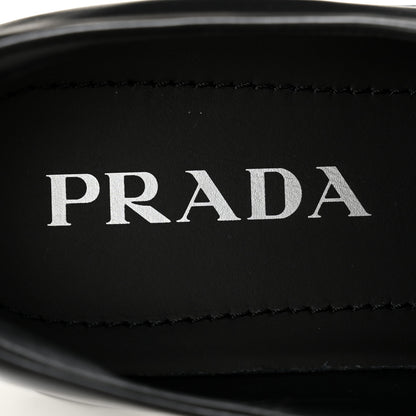 Prada Spazzolato Rois Metal Triangle Logo Monolith 55mm Loafers 38.5 Black 6 of 10