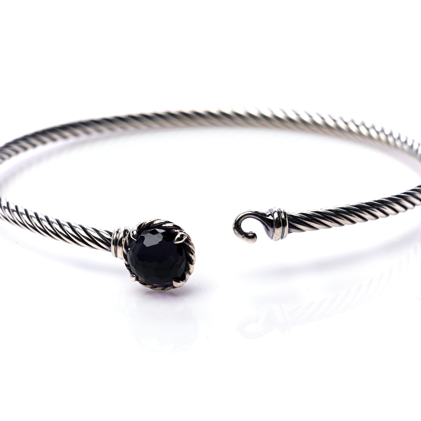 Sterling Silver Black Orchid 3mm Chatelaine Bracelet
