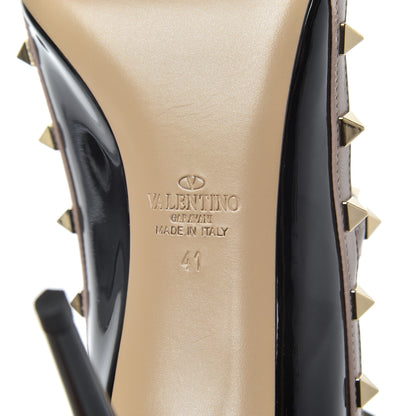 Valentino Garavani Patent Nappa Rockstud Ankle Strap Open Toe 100mm Sandals 41 Black Poudre 7 of 14