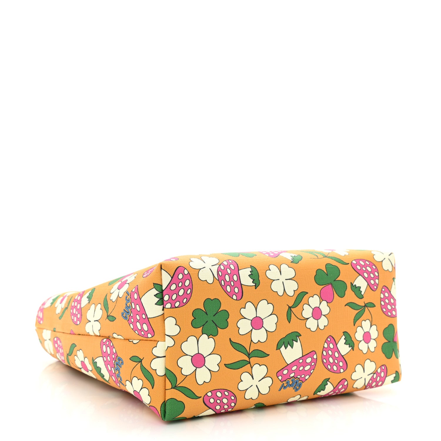 Gucci Canvas Childrens Flower Mushroom Print Tote Pink Yellow 4 of 10