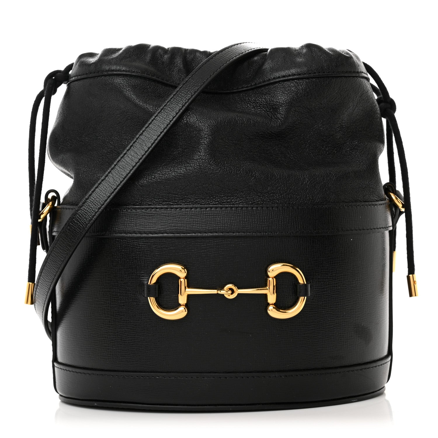 Gucci Azalea Sakai Calfskin Horsebit 1955 Drawstring Bucket Bag Black 1 of 13
