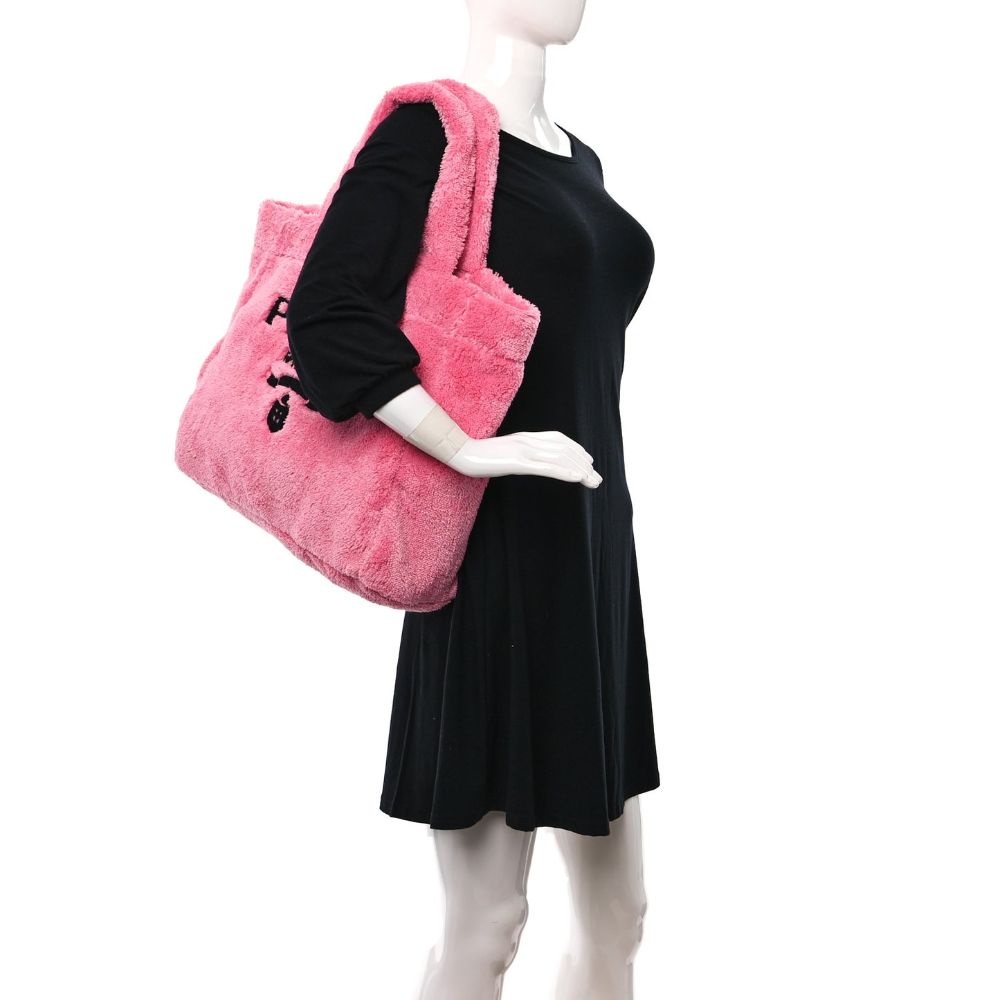Terry Cloth Tote Bag Petalo Black