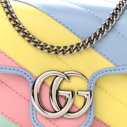Gucci Calfskin Matelasse Diagonal Super Mini GG Marmont Shoulder Bag Multicolor Pastel 8 of 11