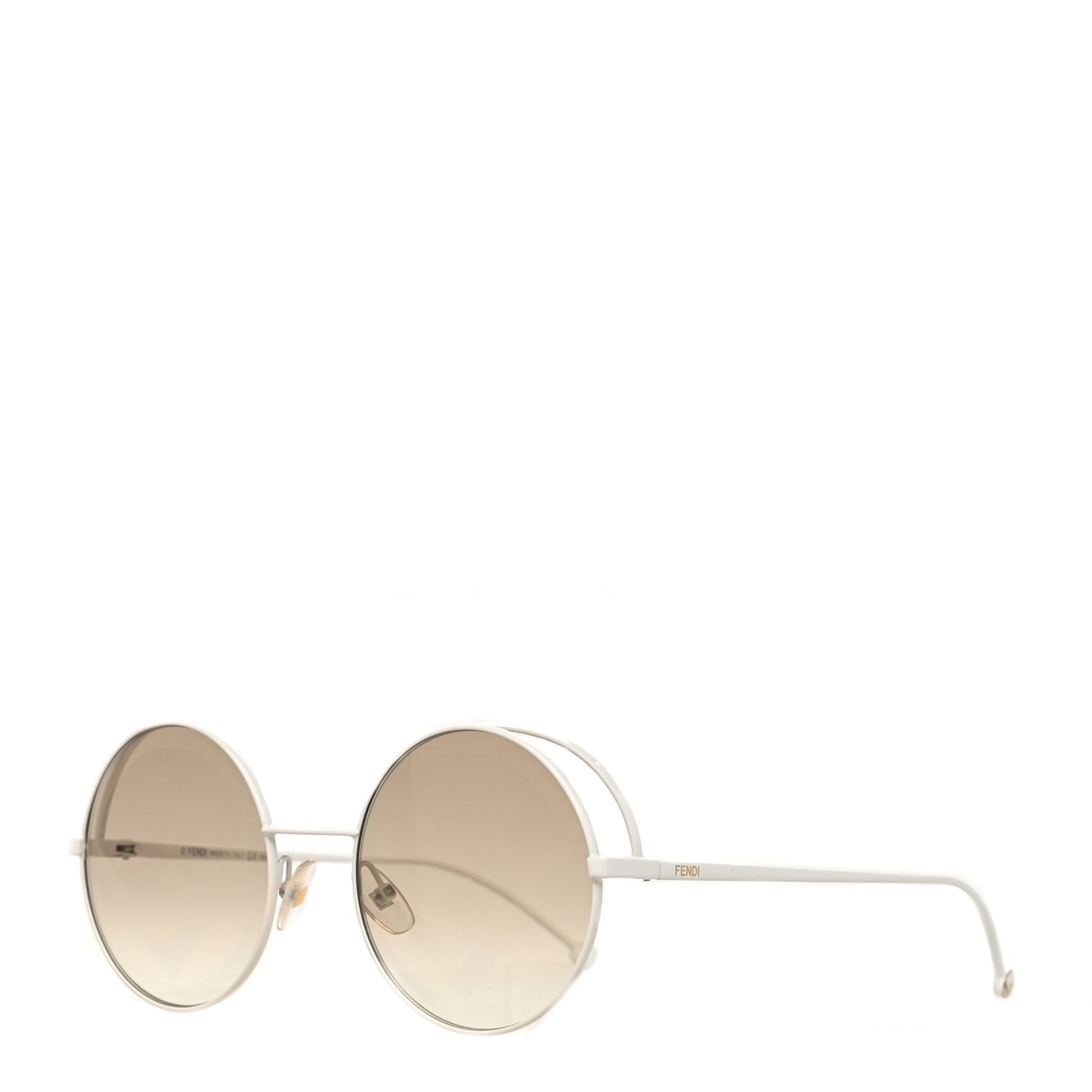 Metal F is Fendi Printed Run Away Round Frame Sunglasses FF 0343/S White