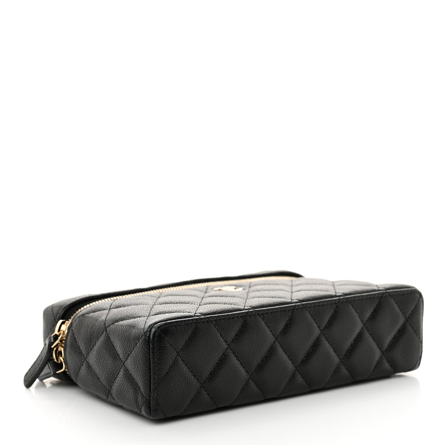 Caviar Quilted Top Handle Slim Vanity With Chain Black