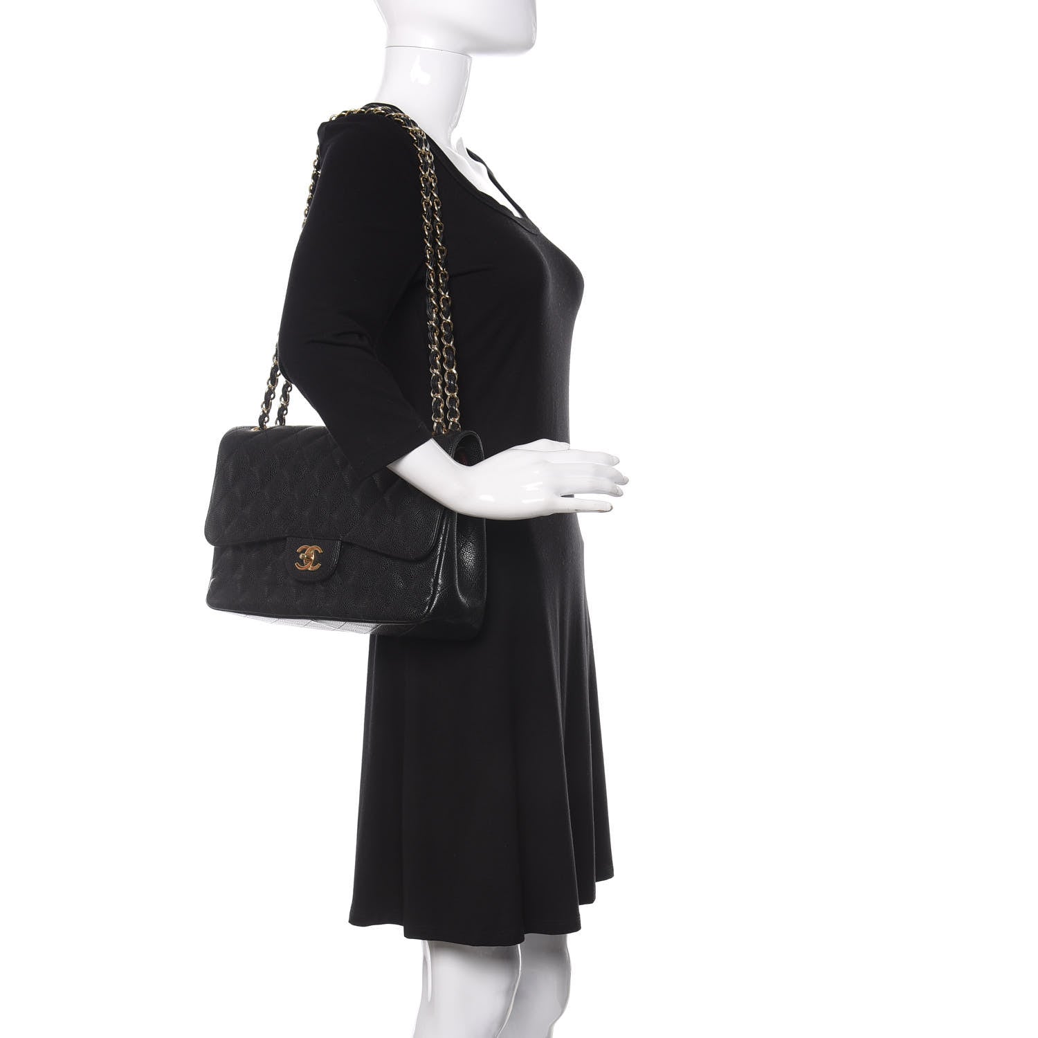 Chanel Caviar Quilted Jumbo Double Flap Black 2 of 14