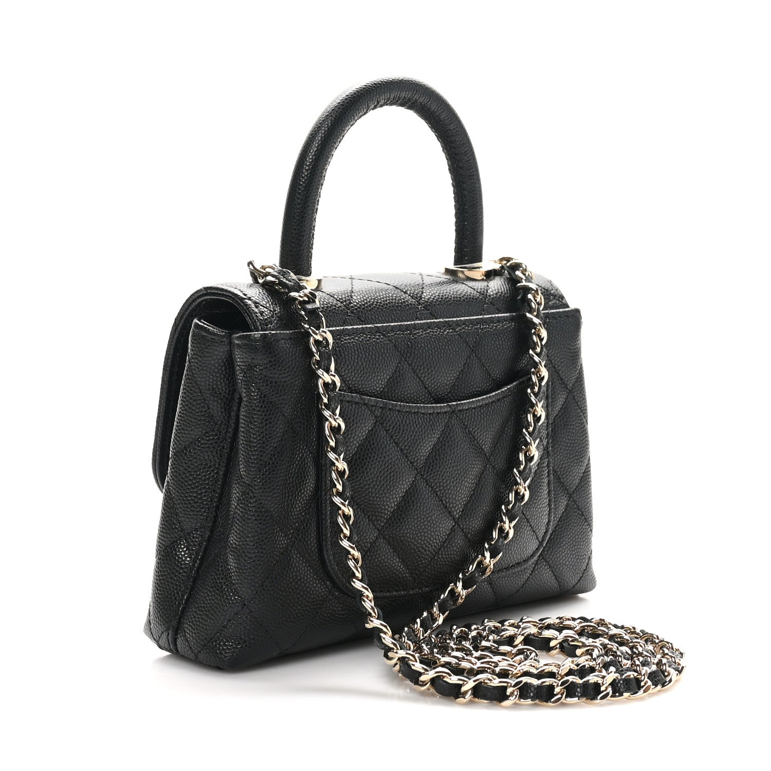 Chanel Caviar Quilted Coco Handle Clutch With Chain Black 3 of 11
