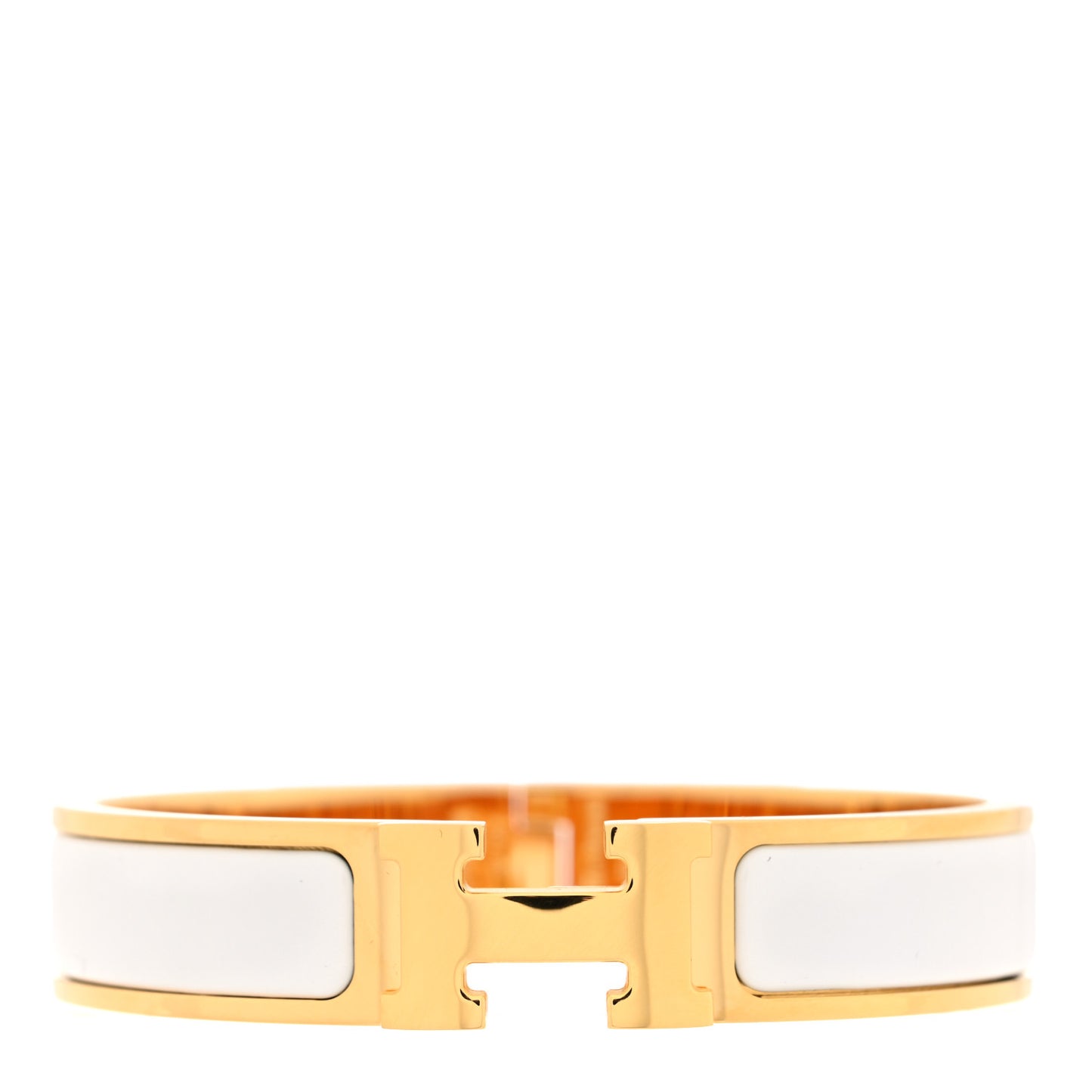 Enamel Narrow Clic Clac H Bracelet PM White