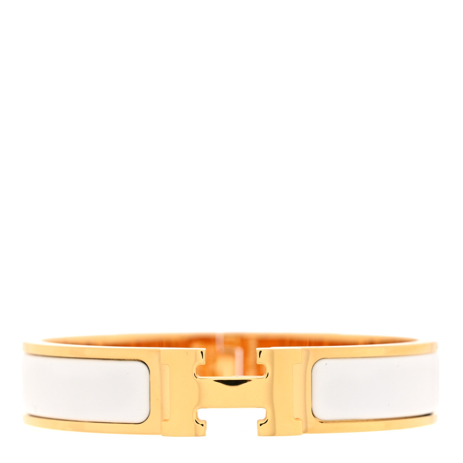 Hermes Enamel Narrow Clic Clac H Bracelet PM White 1 of 5