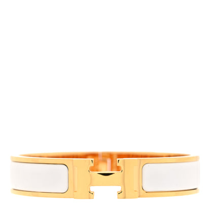 Hermes Enamel Narrow Clic Clac H Bracelet PM White 1 of 5