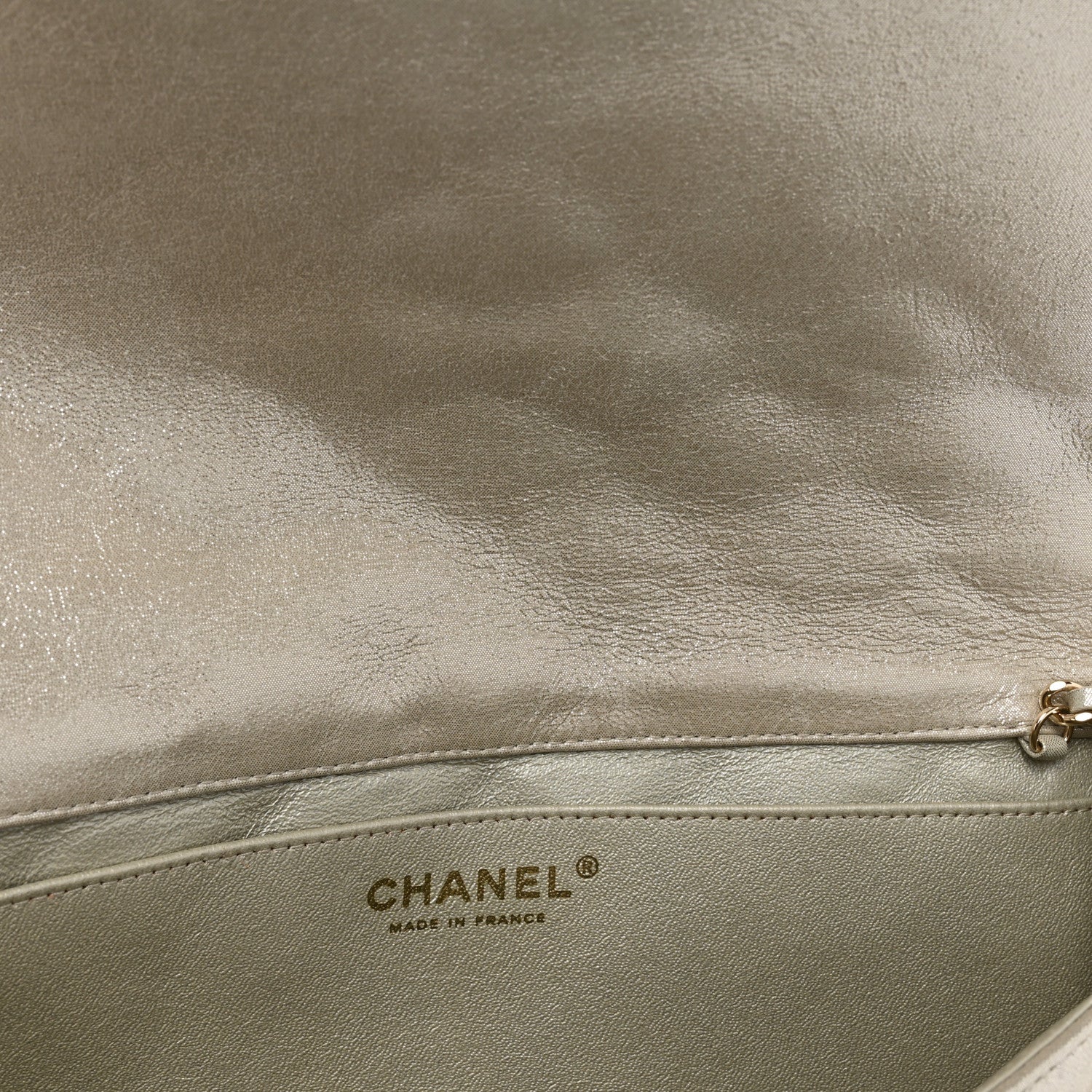 Chanel Iridescent Calfskin Quilted Clutch With Chain Flap Light Gold 10 of 12